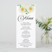 Waterverf Daisy Flowers Wedding Dinner Menu (Staand voorkant)
