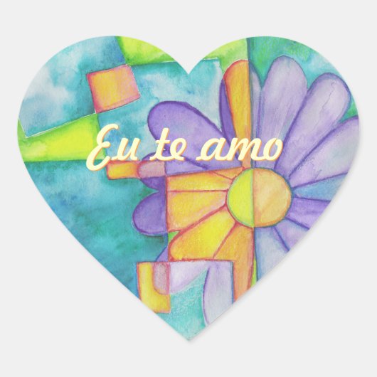 Waterverf Daisy Heart Stickers (Voorkant)