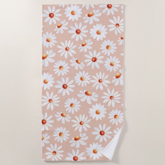 Waterverf Daisy Pattern roze Blush Background Strandlaken (Voorkant)