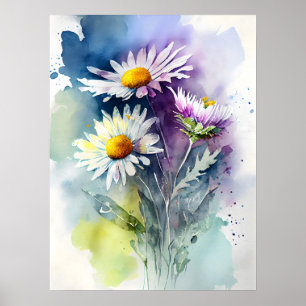 Waterverf Daisy Poster