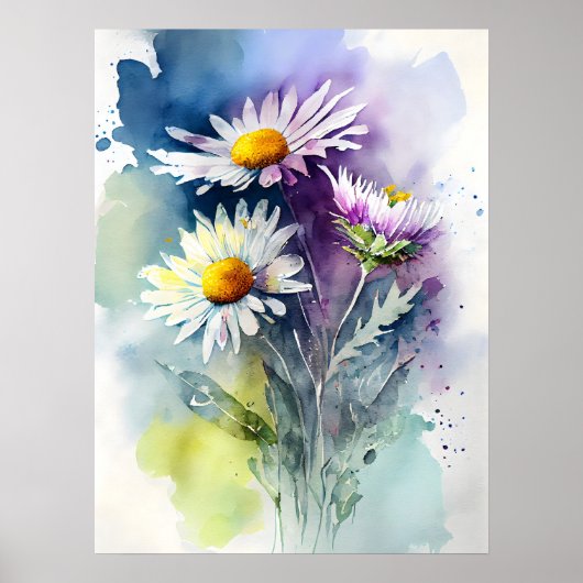 Waterverf Daisy Poster (Voorkant)