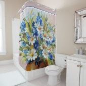 Waterverf daisy vase douchegordijn (In situ)