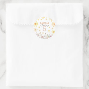 Waterverf Daisy Verjaardag Ronde Sticker