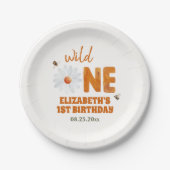 Waterverf Daisy Wild Een 1e verjaardag meisje Papieren Bordje (Voorkant)