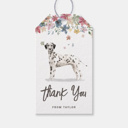 Waterverf Dalmatische Hond Verjaardagsfeest Bedank Cadeaulabel (Voorkant)