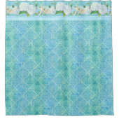 Waterverf Damask Beach Starfish Shell Hydrangeas Douchegordijn (Voorkant)