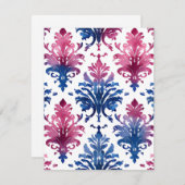 Waterverf Damask Feestdagenkaart (Voorkant / Achterkant)