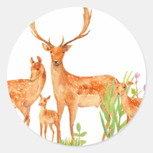 Waterverf damherten familie Sticker