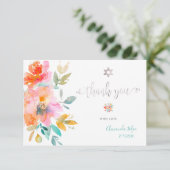 Waterverf Dank u Mitzvah, Oranje Rozen Kaart (Staand voorkant)