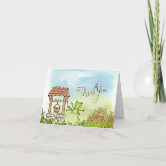 Waterverf Dank U Notecard met Wishing Well Bedankkaart (Voorkant)