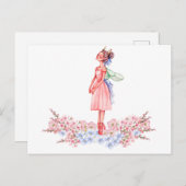 Waterverf dansen ballerina briefkaart (Voorkant / Achterkant)