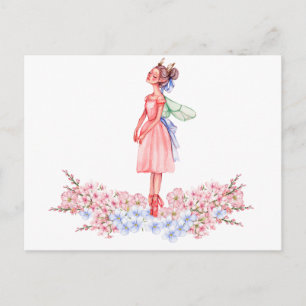 Waterverf dansen ballerina briefkaart