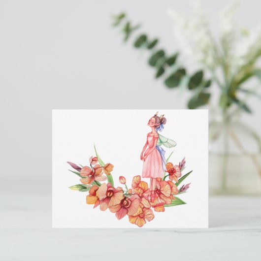 Waterverf dansen ballerina briefkaart (Staand voorkant)