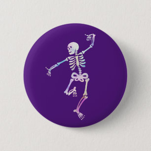 Waterverf dansende skeleton ronde button 5,7 cm