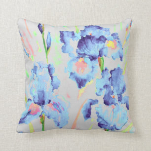 Waterverf Dark Blue Iris Cushion Kussen