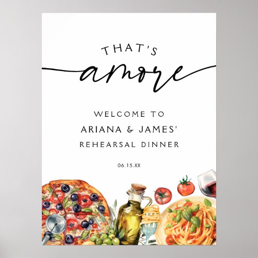 Waterverf dat is meer Italiaans eten Poster (Voorkant)