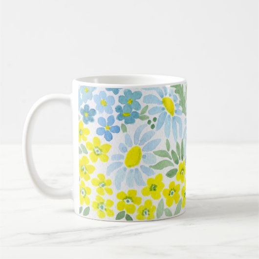 WATERVERF . De bloemen van het veld. Chamomile Koffiemok (Links)