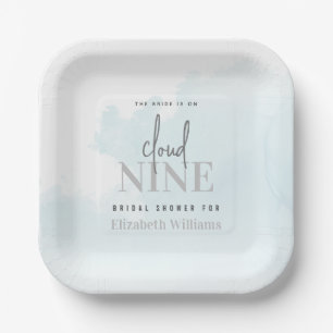 Waterverf De bruid is op cloud 9 Vrijgezellenfeest Papieren Bordje