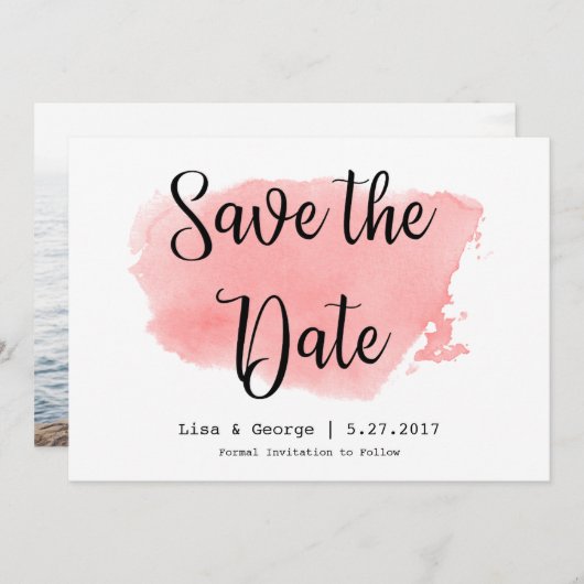 Waterverf De datum opslaan met aangepaste foto Save The Date (Voorkant / Achterkant)