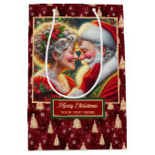 Waterverf de heer en mevrouw Claus Vakantie Kerstt Medium Cadeauzakje (Voorkant)