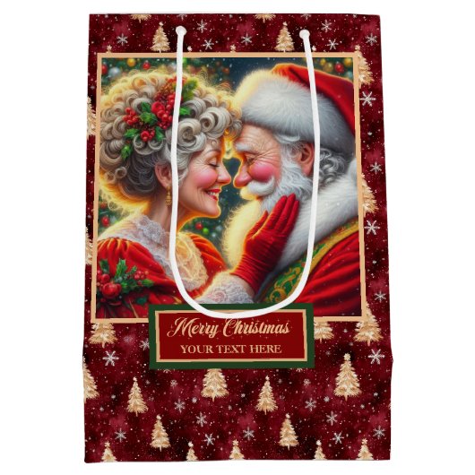 Waterverf de heer en mevrouw Claus Vakantie Kerstt Medium Cadeauzakje (Achterkant)