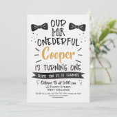 Waterverf de heer Onederful 1st Birthday Uitnodigi Kaart (Staand voorkant)