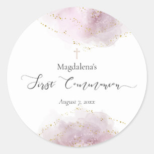 waterverf decor Eerste Communie meisje Ronde Sticker
