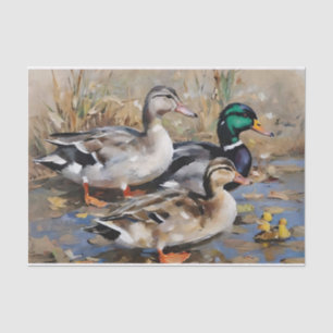 Waterverf Decoupage Wilde Eenden Tissuepapier
