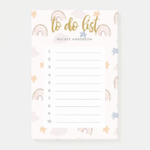 Waterverf deeg regenboogwolken om lijst te doen post-it® notes