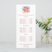 Waterverf Deegroller Rozen Cupcake Prijsmenu Menu (Staand voorkant)