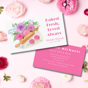Waterverf Deegroller Rozen Gebak Chef Bakker Visitekaartje
