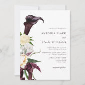 Waterverf Deep Cherry Plum Floral Wedding Kaart (Voorkant)