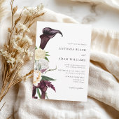 Waterverf Deep Cherry Plum Floral Wedding Kaart