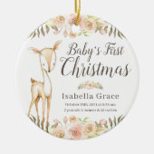 Waterverf Deer Baby's eerste kerstfoto Keramisch Ornament (Voorkant)