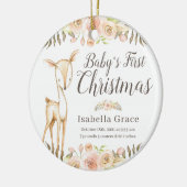 Waterverf Deer Baby's eerste kerstfoto Keramisch Ornament (Links)