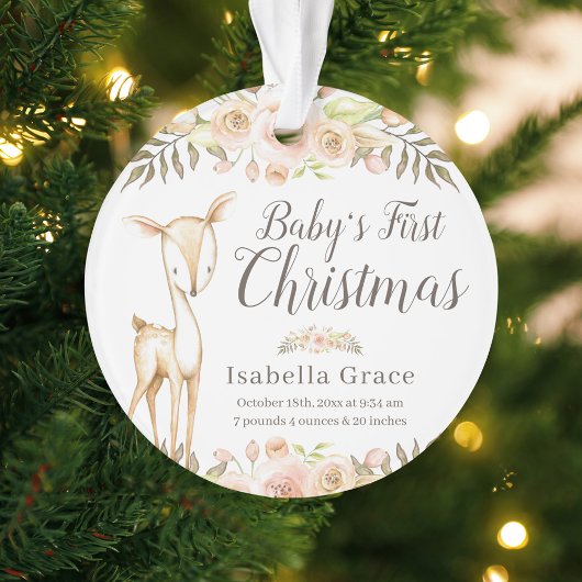 Waterverf Deer Baby's eerste kerstfoto Ornament