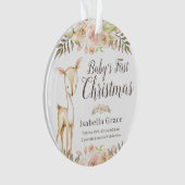 Waterverf Deer Baby's eerste kerstfoto Ornament (voorkant)