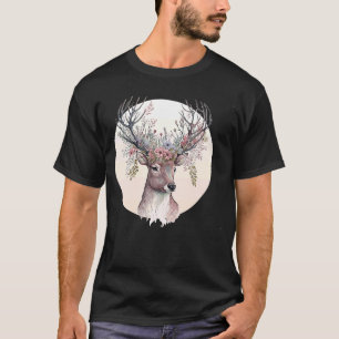 Waterverf deer Flower Crown Floral Fawn Animal T-shirt