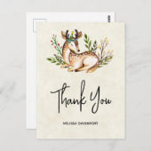 Waterverf Deer Lading Down Boho Dank u Briefkaart (Voorkant / Achterkant)