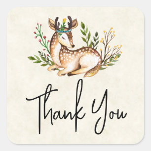  Waterverf Deer Lading Down Boho Dank u Vierkante Sticker