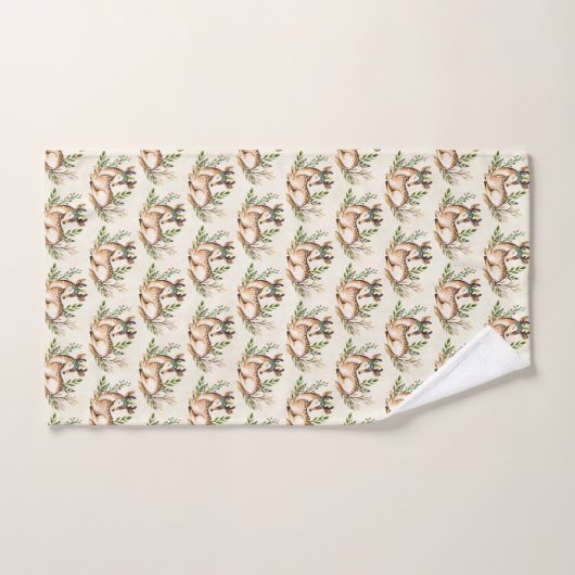  Waterverf Deer Lading Down Boho Pattern Bad Handdoek (Handdoek)