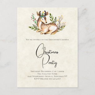 Waterverf Deer Laing Down Boho Kerstfeest Briefkaart