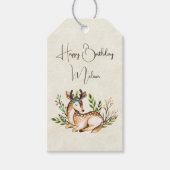 Waterverf Deer Laking Down Boho Birthday Cadeaulabel (Voorkant)