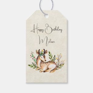  Waterverf Deer Laking Down Boho Birthday Cadeaulabel