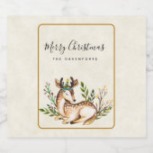 Waterverf Deer Laking Down Boho Kerstmis Bier Etiket (Enkel label)