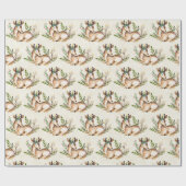  Waterverf Deer Laking Down Boho Kerstmis Cadeaupapier (Vlak)