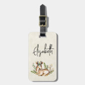  Waterverf Deer Laying Down Boho Bagagelabel (Voorkant verticaal)