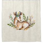  Waterverf Deer Laying Down Boho Douchegordijn (Voorkant)