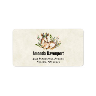  Waterverf Deer Laying Down Boho Etiket