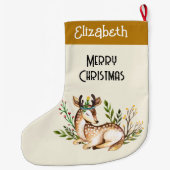  Waterverf Deer Laying Down Boho Grote Kerstsok (Achterkant)